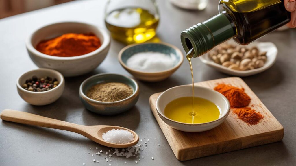 berenjenas rellenas de atun | Sal, pimienta negra y aceite de oliva virgen extra