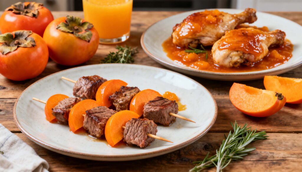 aplicaciones de los caquis en platos salados